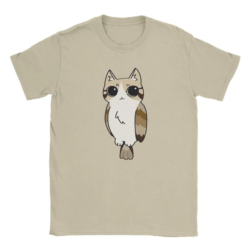 Novelty Cat Meowl Owl T-Shirts Men Round Neck Cotton T Shirts Short Sleeve Tees Summer Tops