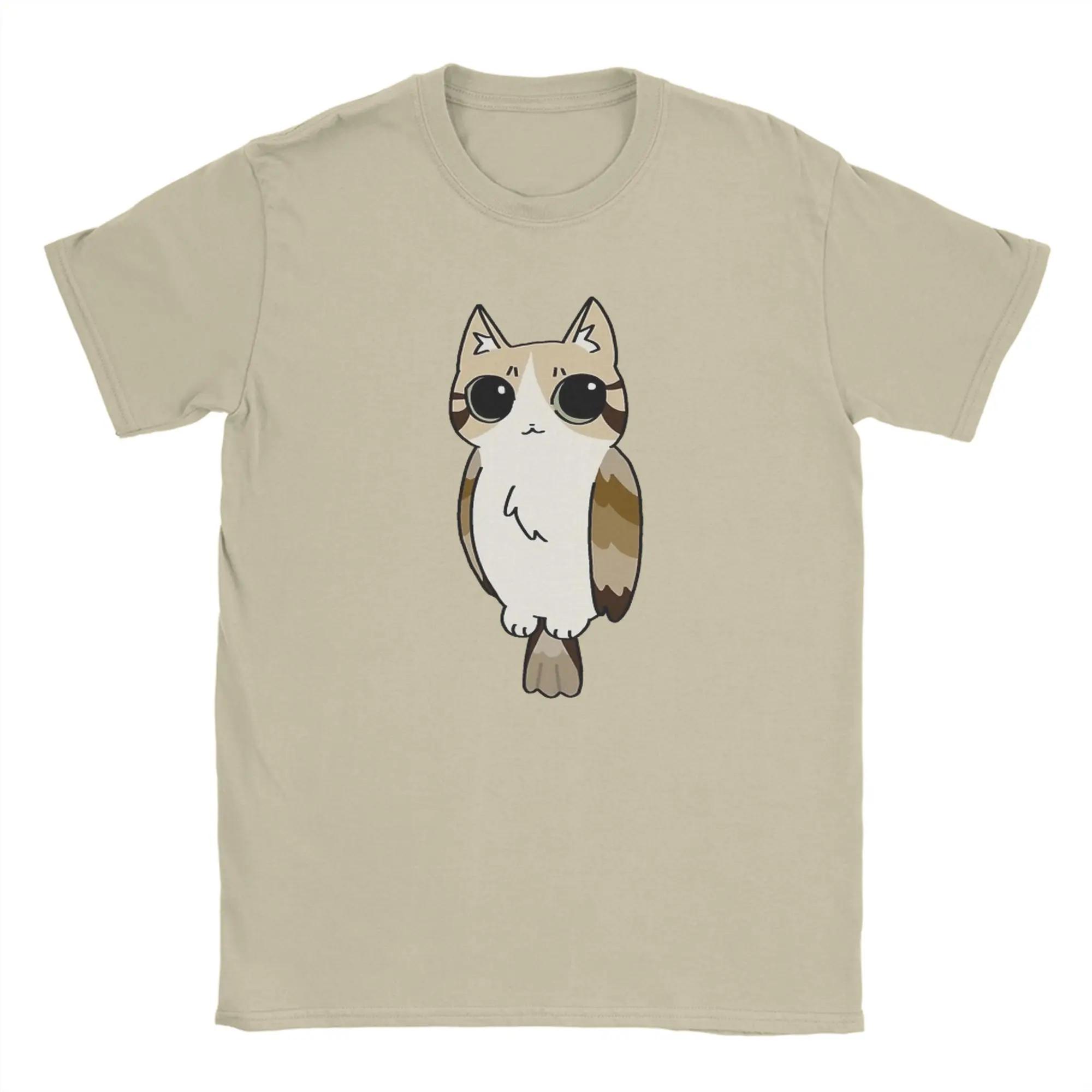 

Novelty Cat Meowl Owl T-Shirts Men Round Neck Cotton T Shirts Short Sleeve Tees Summer Tops XXXXXL чорний