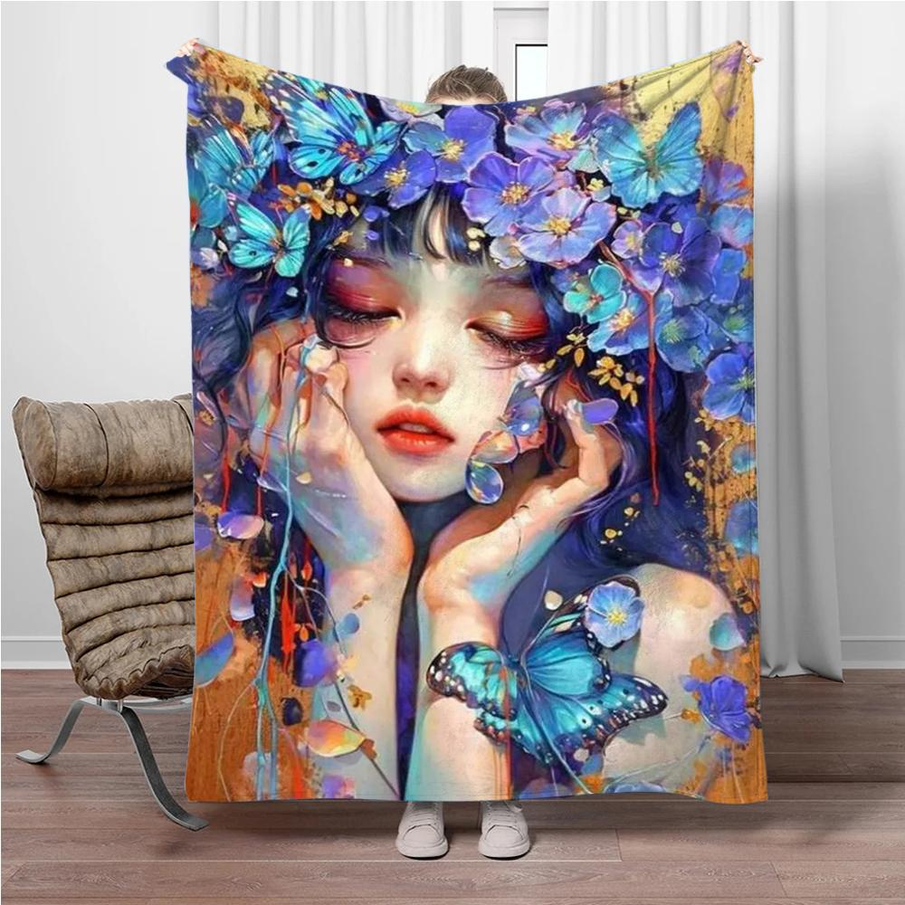 Kunst Cartoon Mädchen Decke Kinder Warm Weich Decke für Sofa Büro Picknick Bettbezug Decke Geeignet für Geburtstag Souvenir Geschenk