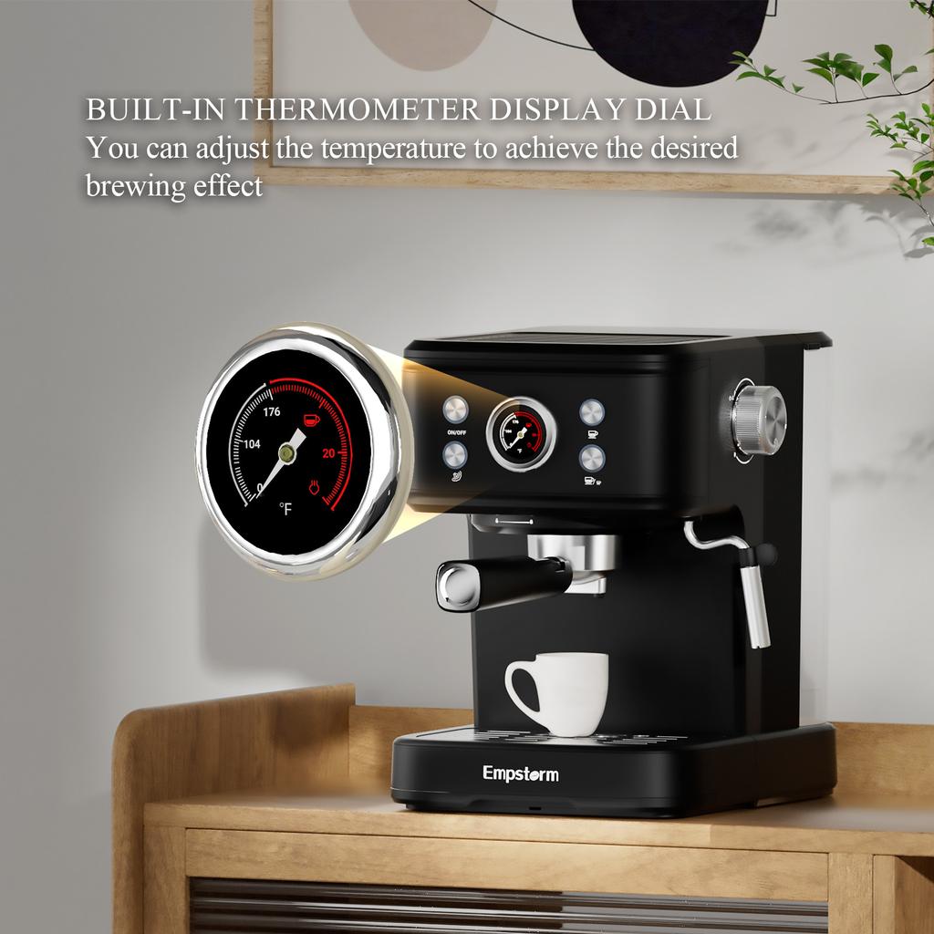 For Professional Electric Espresso Coffee Machine Semi-Automatic Brew System 20Bar Visible Water Tank Easy Clean Household
