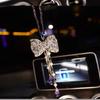 Bowknot Car Pendant Cute  Tassels Chain Rearview Mirror Ornament Pearl  Car Accessories