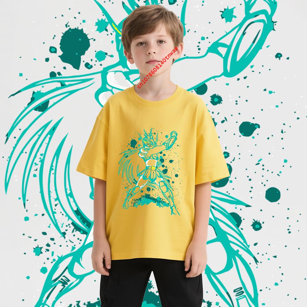 Saint Seiya Dragon Shiryu Impression Anime T-shirt Enfant 100% Coton Garçons Filles Unisexe Dessin Animé T-shirt Doux Confortable Haut à Manches Courtes