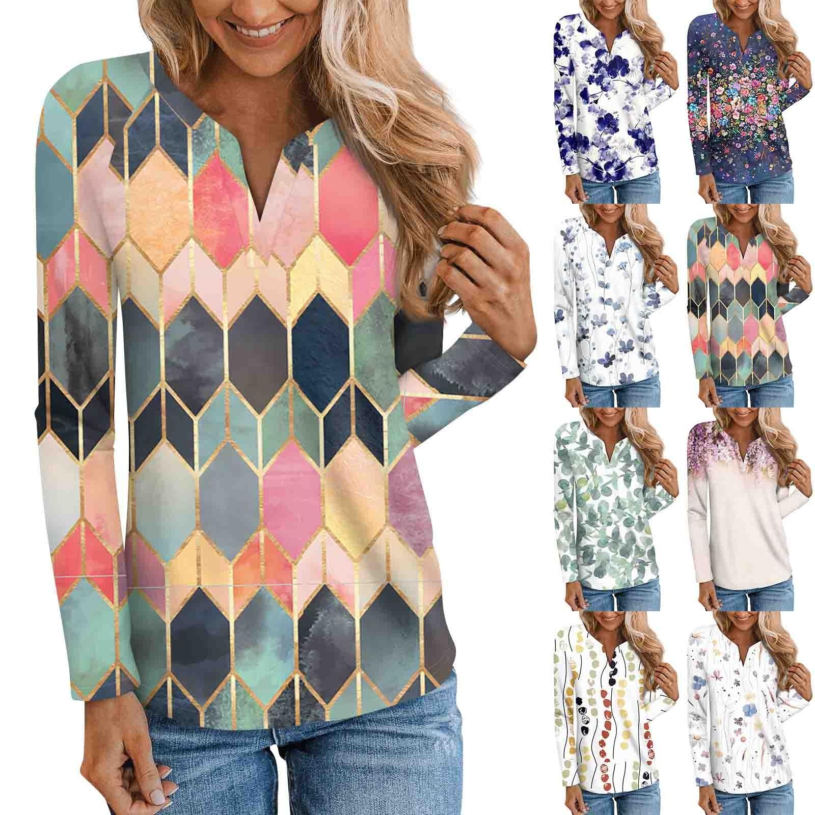 

Женская мода с длинным рукавом и V-образным вырезом, повседневная куртка с цветочным принтом L