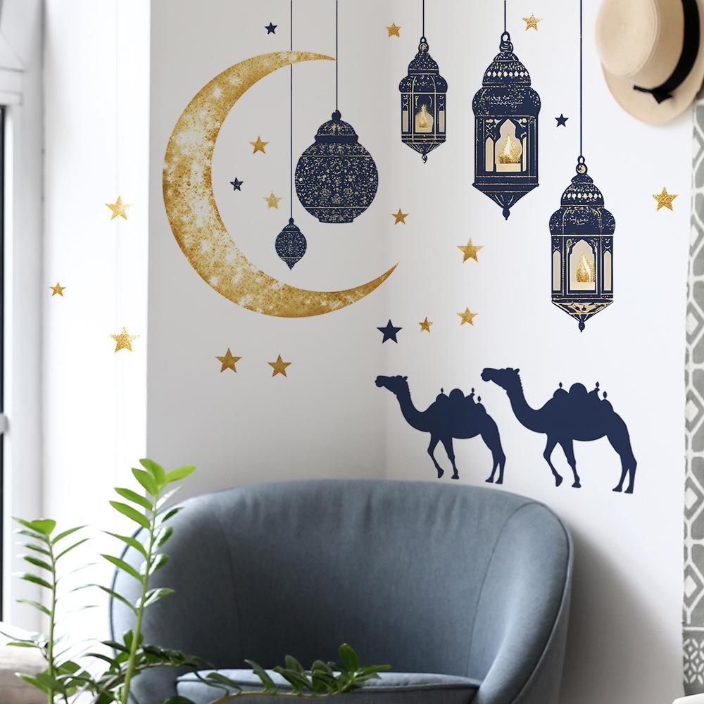 Style: Star And Moon Chandelier, Camel Combo Wall Sticker, Bedroom Living Room, Study Room, Home Decoration Wall Sticker