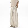 Amerikanische Retro-Hanf-Imitation Old Money Style Krummsäbelhose Sommer dünn Herren Falten-Spleiß-Freizeithose