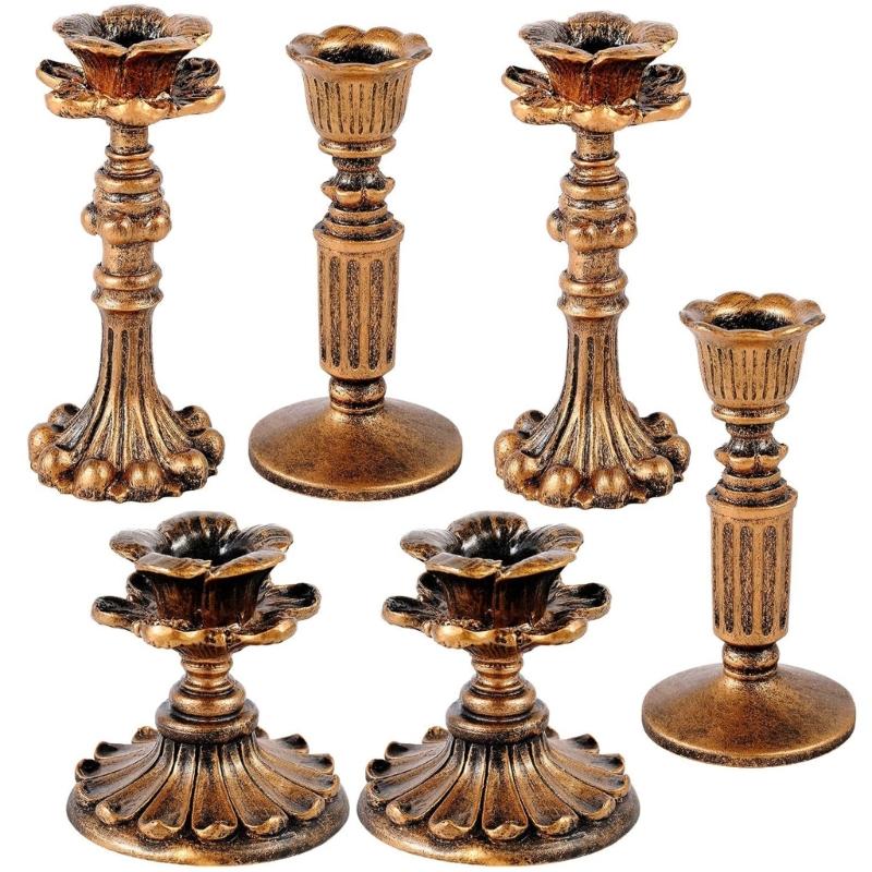 

Retro Taper Candle Holders Copper Candlestick Holders for Home Dinning Table Centerpiece Wedding Holiday Party Chrismas 1
