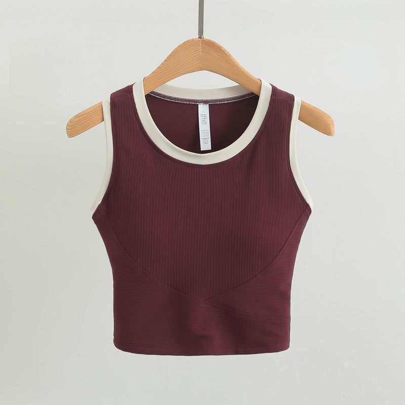 Lu Same Sports Vest Women's Elastic Rib Fixed Chest Pad Yoga Bra Skinny Slimming Nude Feel Beauty Back Underwear