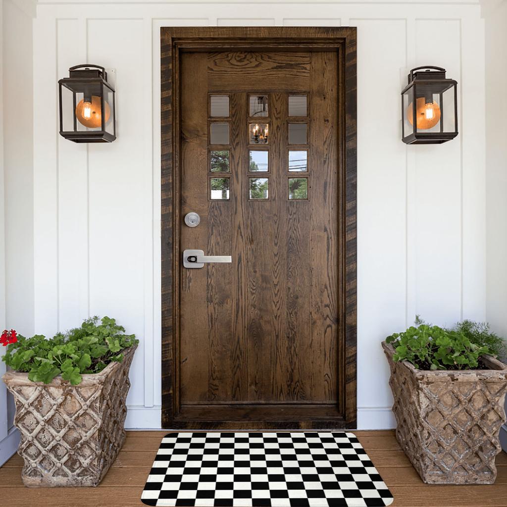 Classic Checkerboard Front Door Mat Anti-Slip Indoor Absorbent Chess Board Doormat Kitchen Bedroom Entrance Rug Carpet
