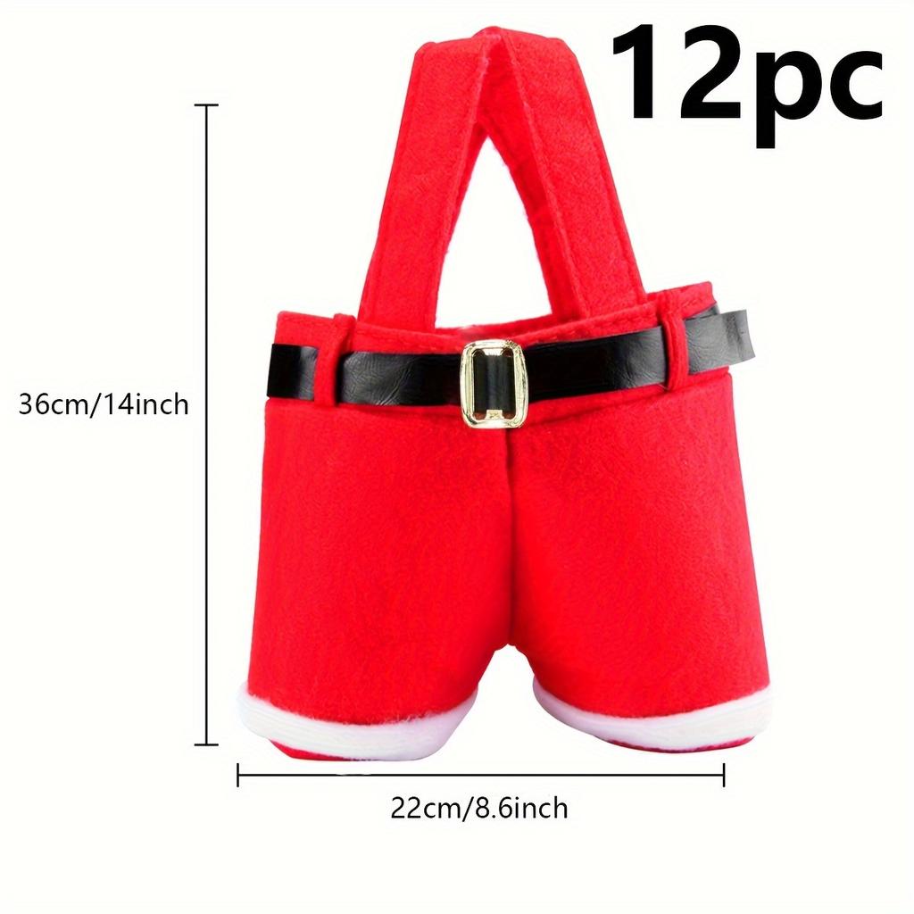 Santa Claus Shorts Gift Bag - Cute Christmas Gift Bags, Polyester Material, New Year & Christmas Gift Candy Bag Set