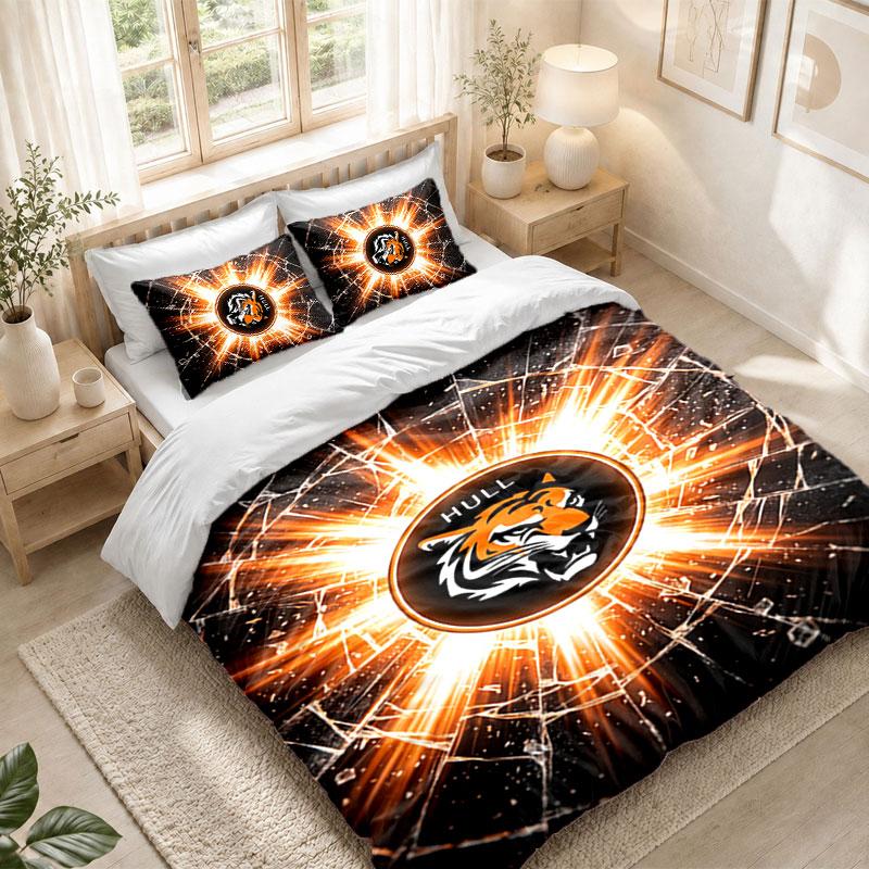 Bettwäsche-Set 1 Bettbezug 2 Kissenbezüge Hull City Fußball-Print Schlafzimmer Heimdekoration