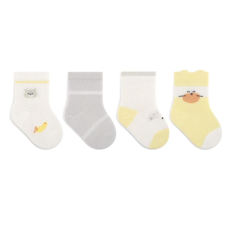 Cute Cartoon Baby Socks Cotton Mesh Breathable Newborn Infant Toddler Socks for Boys Girls Infant Socks XS жёлтый