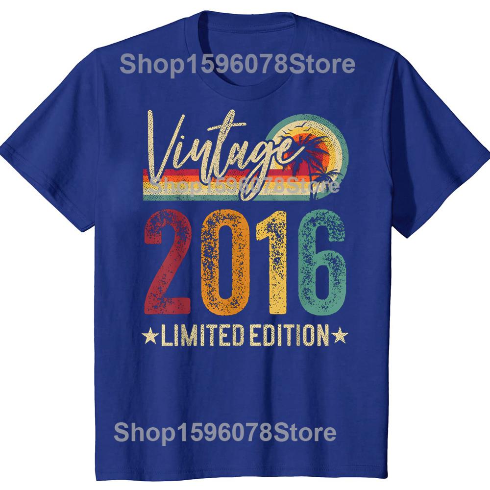 Retro 2016 10 Years Old 10th Birthday Vintage Tshirts Men Fashion Print Loose Oversized Streetwear Hip Hop Unisex T Shirt