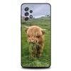 Mielas Škotijos galvijas telefono dėklas Samsung S25,S24,S21,S22,S23,S30,Ultra,S20,Plus,Fe,Lite,Note,10,9,5G Juodas dangtelis