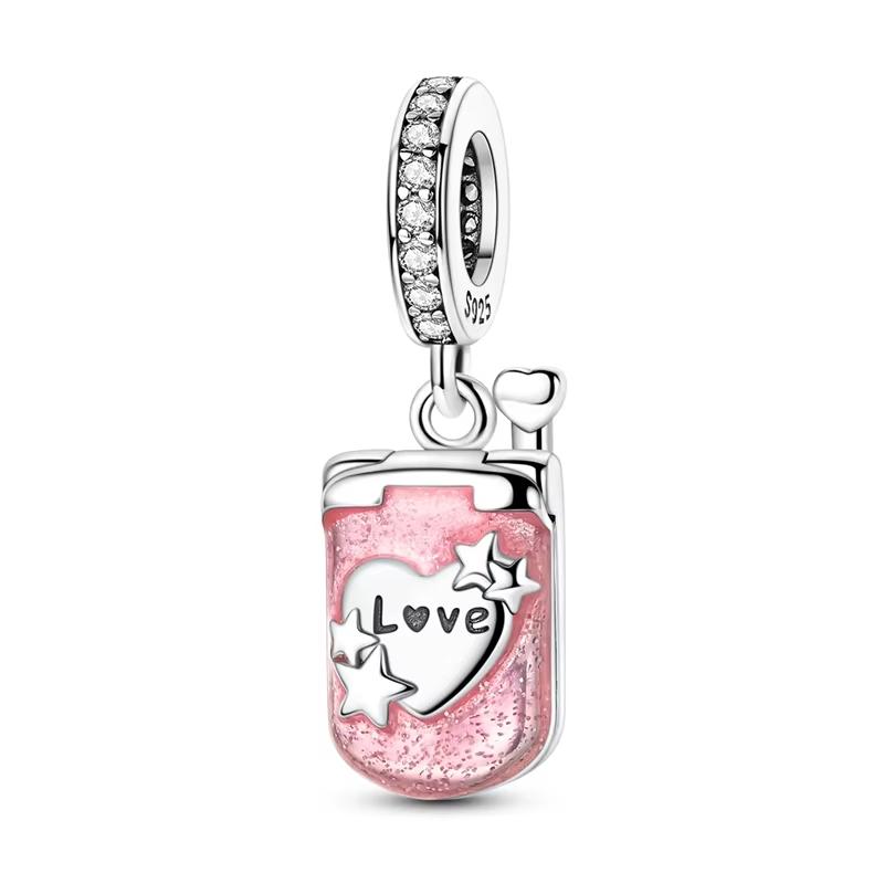 925 Silver Charm Beads Love Heart Charms Pendant Fit Bracelet DIY Women Valentine's Day Jewelry Gift