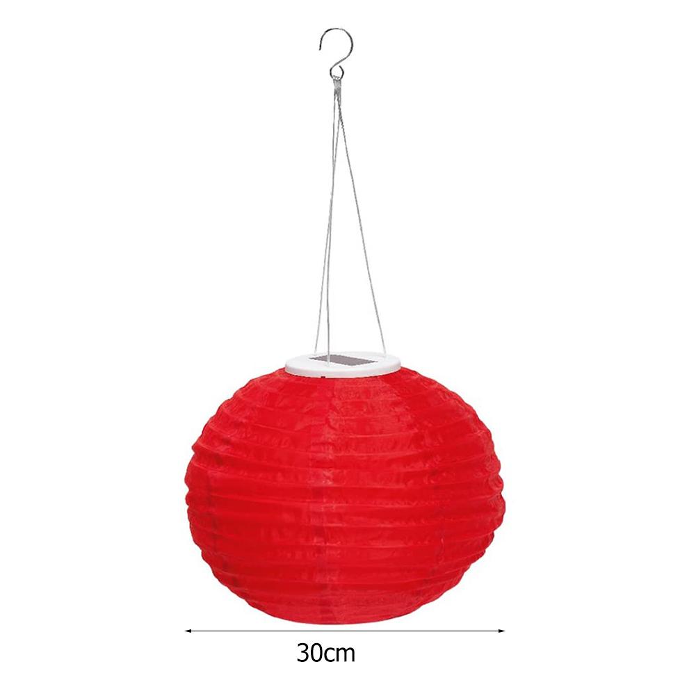 12 Inch Colorful Lantern Waterproof Outdoor Garden Decoration Holiday Supplies Nylon Round Hanging LED Solar Lantern