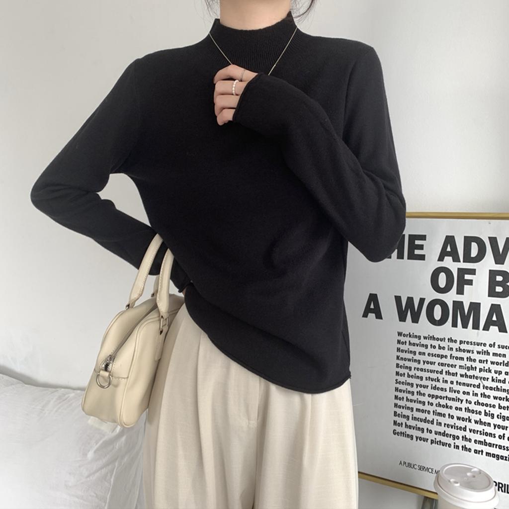 Basic Small Stand-up Collar Stacked Sweater Women's Autumn and Winter New Simple Casual Inner Bottoming Shirt Versatile Knitted Top