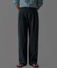 Baulopeulodeogteu Airy Belted Double-Pleat Pants [Navy]