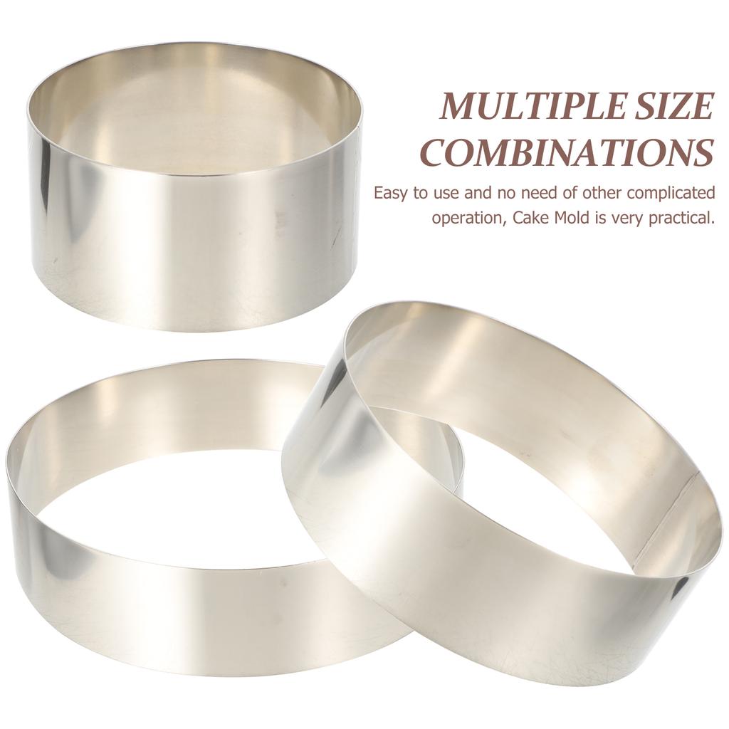 3 Pcs Stainless Steel Mousse Mold Cake Household Reusable Cheese Baking Tool Kitchen Smooth Edges