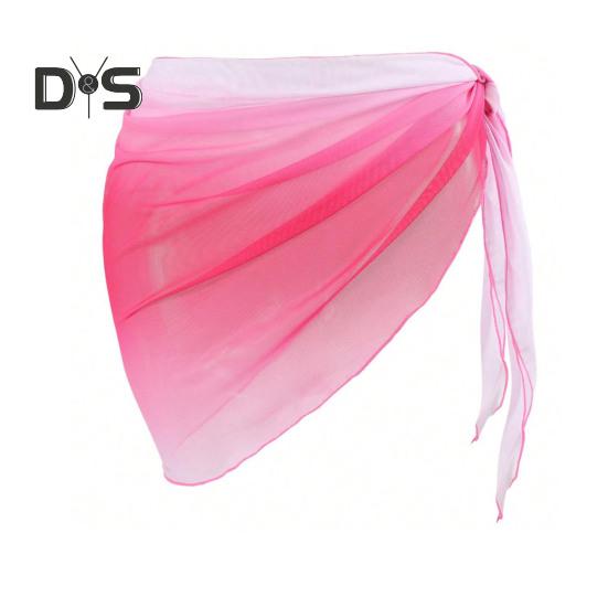 Beach Sheer Cover Up Skirt Gradient Color Chiffon Bikini Wrap Versatile Scarf Swimwear Shawl Sunscreen Cover Up