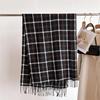 Unisex Korean Plaid Thick Winter Scarf with Tassels - Imitation Cashmere Shawl