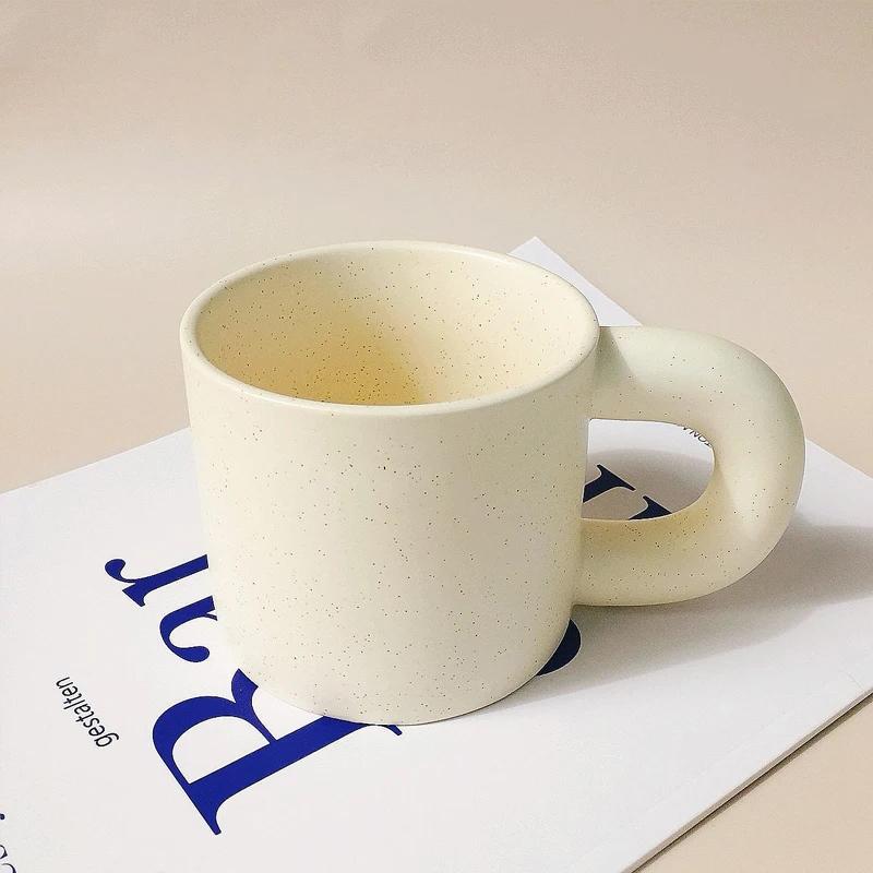 Nordic Black and White Ceramic Mug Home Office Water Cup Coffee Cup Simple Fat Handle Couple Cup Creative Kitchen Bar Supplies