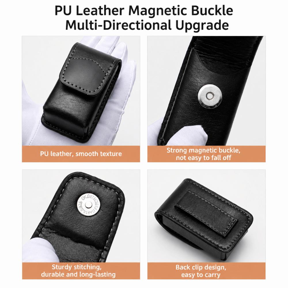 Anti Squeeze Leather Glass Pouch Belt Loop Fold Spectacle Box Eyeglass Case Field Work