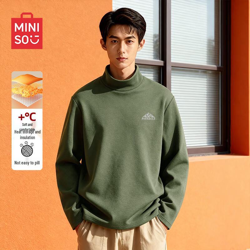 MINISO Men s Half-High Collar Fleece Long Sleeve T-Shirt 3XL