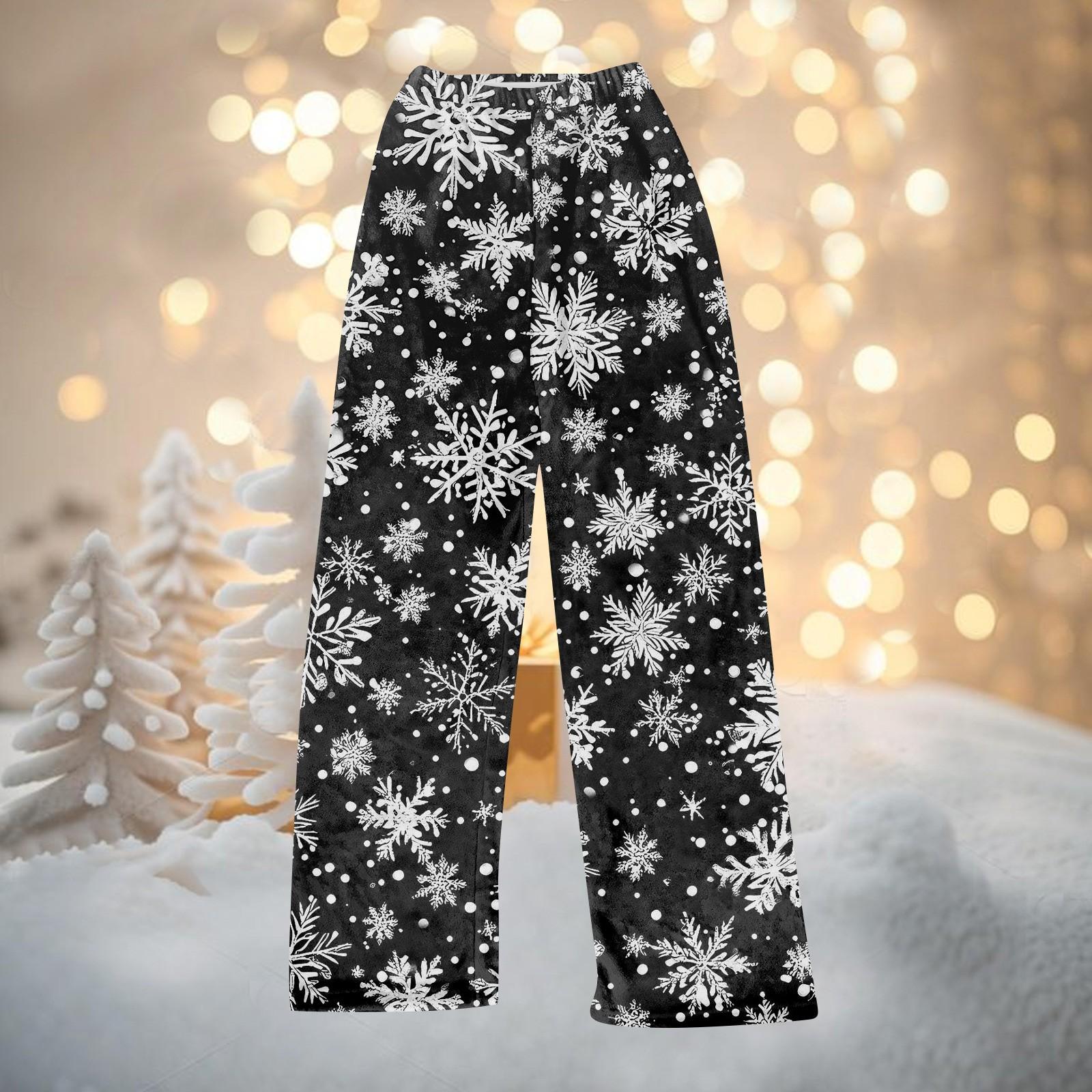 

Женские осенне-зимние брюки, длинные брюки, рождественские принтованные брюки XS