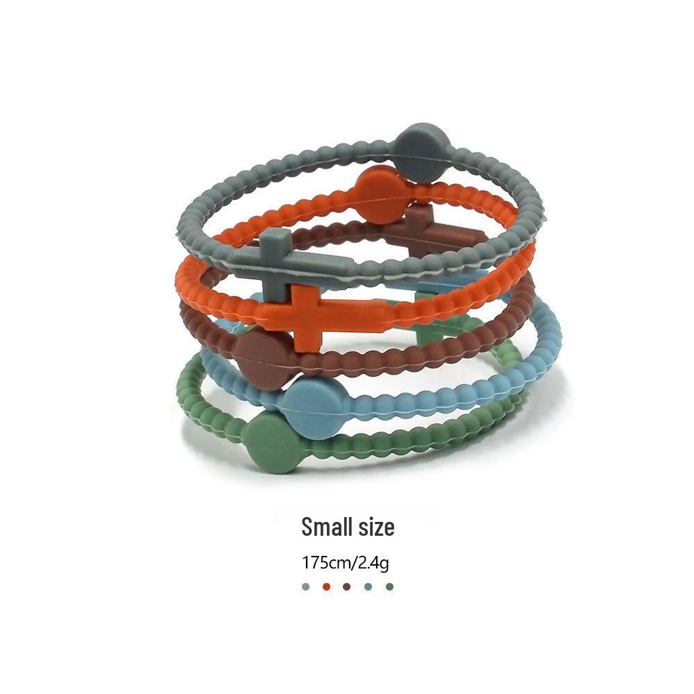 European Style Colorful Beaded Silicone Cross Bracelet for Kids
