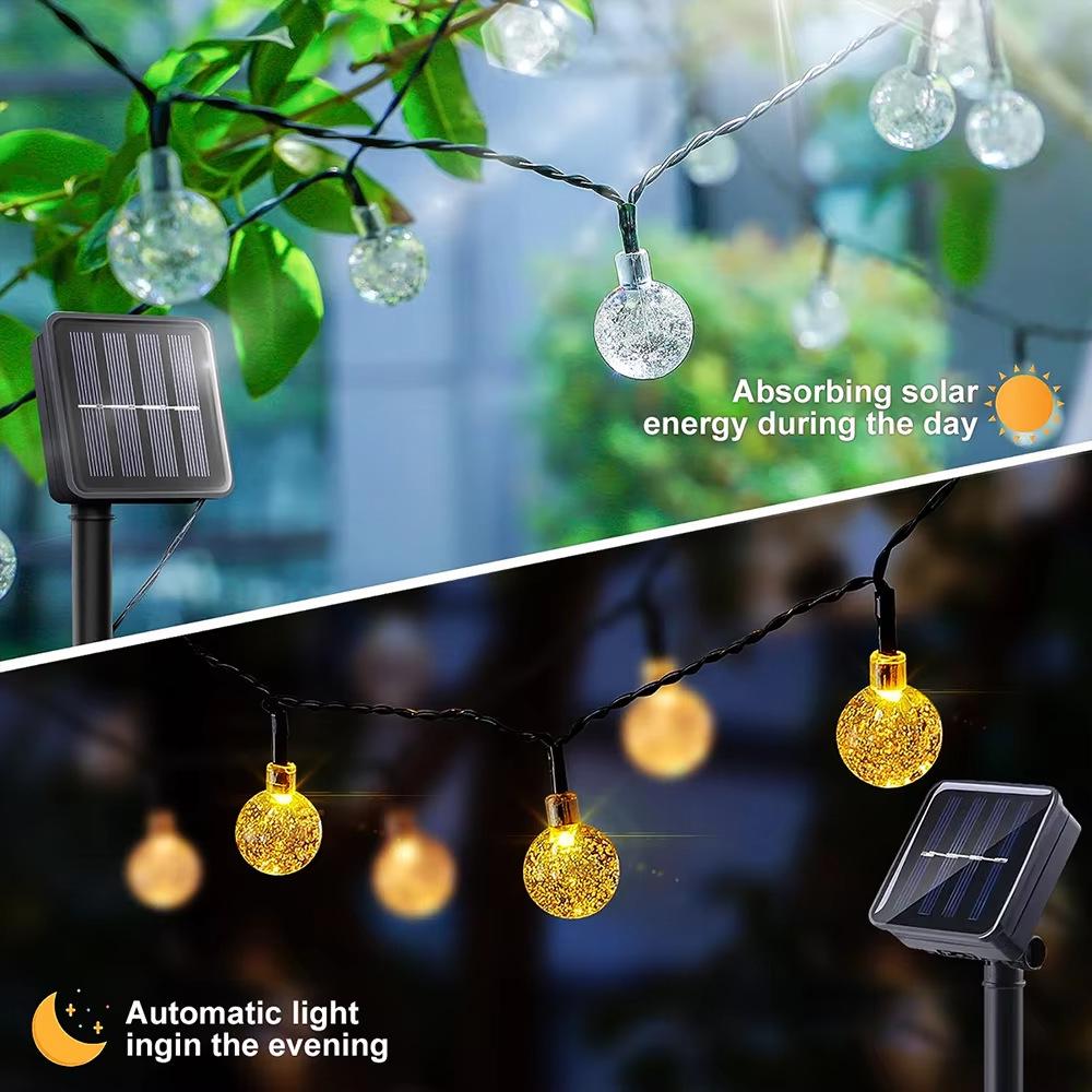 Outdoor LED Solar Bubble Ball and Water Drop String Lights for Festive and Courtyard Decoration