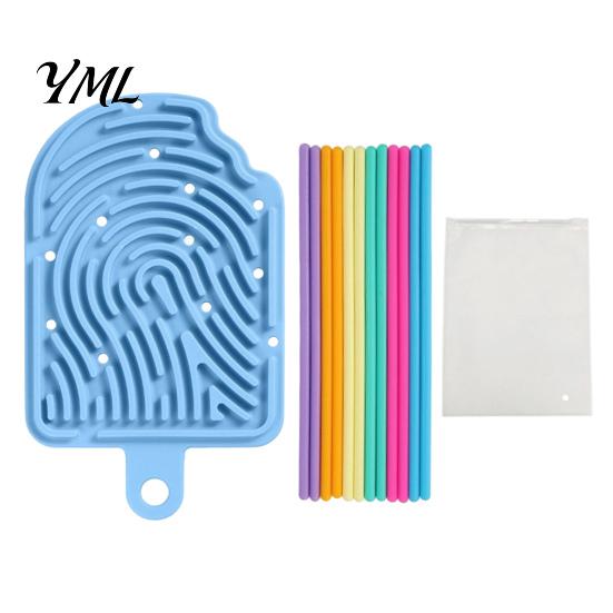 Toddlers Sensory Toys Silicone Activity Board, Christmas Tree Rainbow Ice Stick French Fries Stress Relief Tools Board with Strings, Silent Fidget Toy