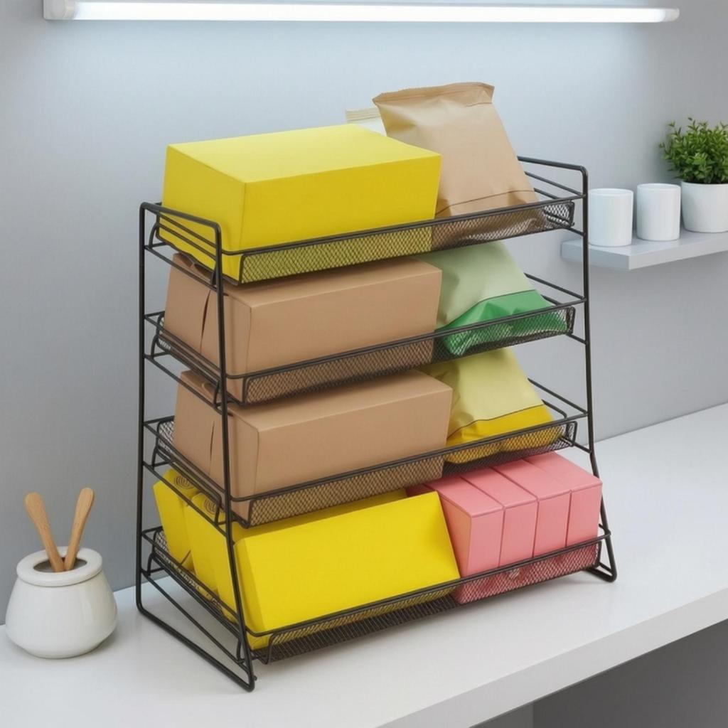 Countertop Storage Counter spaceSaving 4-Tier Display Rack Metal for Pantry