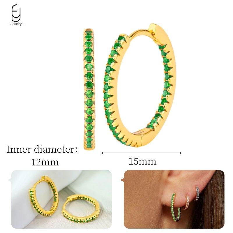 925 Silbernadel Grüne Zirkon Gold Ohrringe Herz Creolen für Damen Zarte Steckerohrringe Luxuriöser Schmuck Geschenke