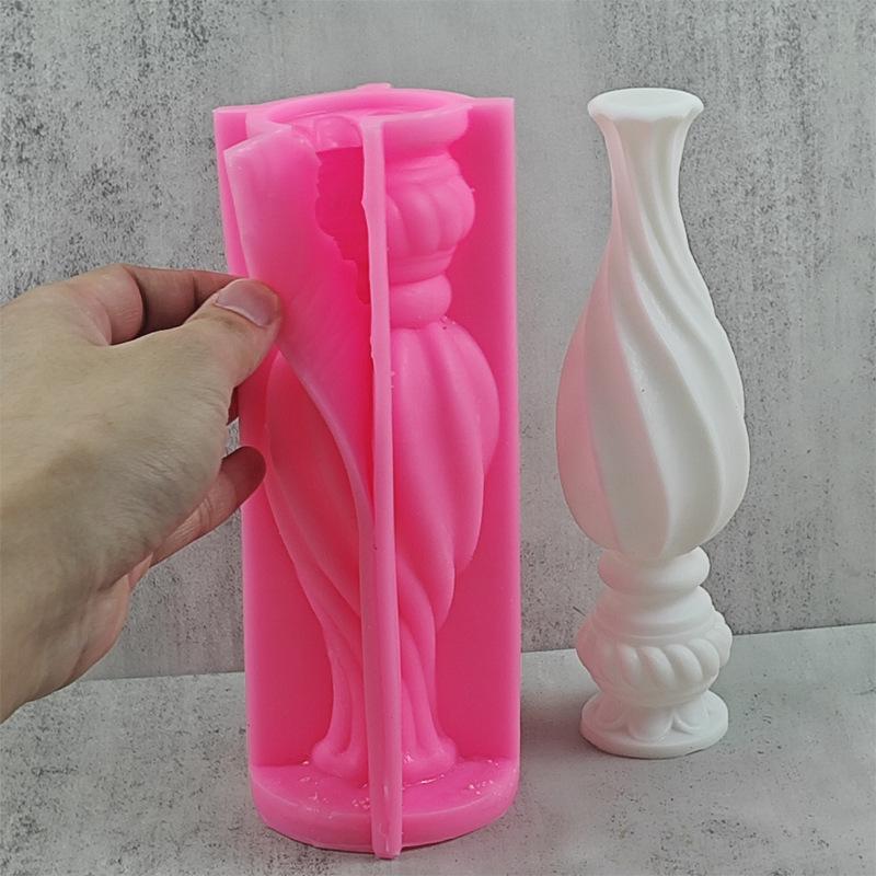 21cm DIY Roman Column Candle Silicone Mold Nordic Spiral Column Candle Silicone Mold Concrete Gypsum Resin Silicone Mold