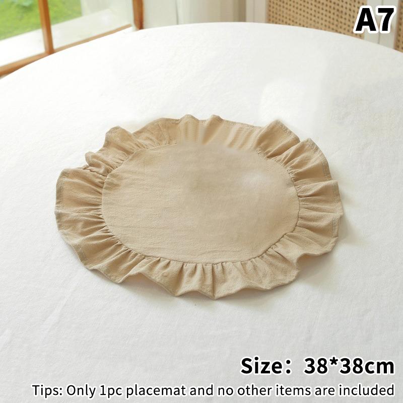Minimalist Stripe Ruffle Placemat Coffee Table Mat, Baking Food Photography Napkin Home Desktop Decoration&