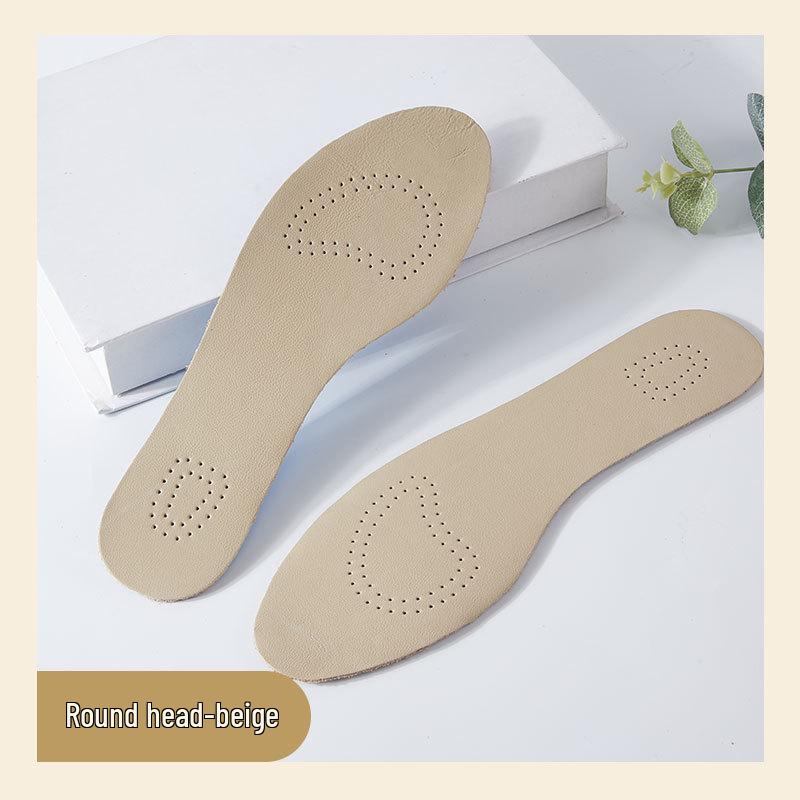 Cowhide Latex High Heel Insole Women's Leather Breathable Shock-Absorbing Loafers