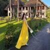 French Gentle Super Fairy Elegant Yellow Halter Suspender Dress for Women, Summer New Seaside Vacation Long Dress for Women