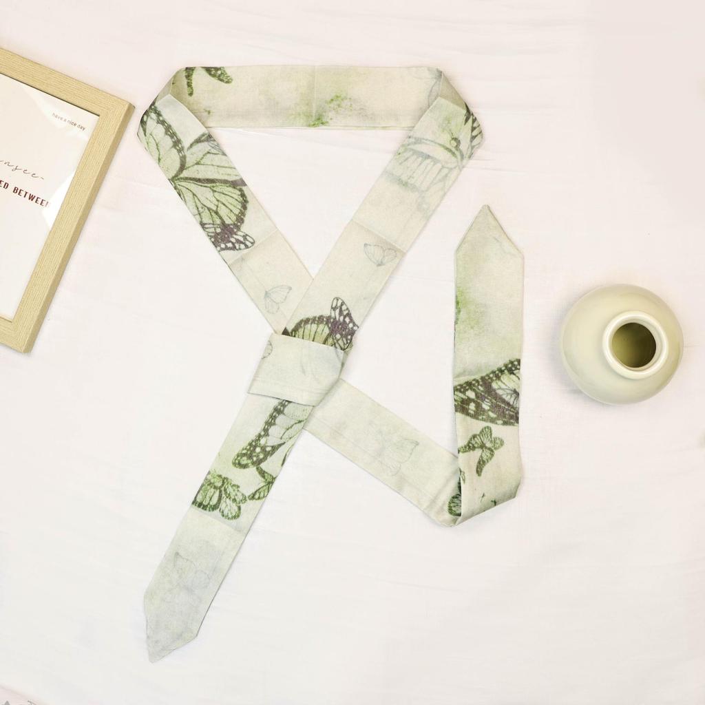 "Frühling Neu Antiker Stil Druck Seidenschal & Chinesisches Band Haarband"