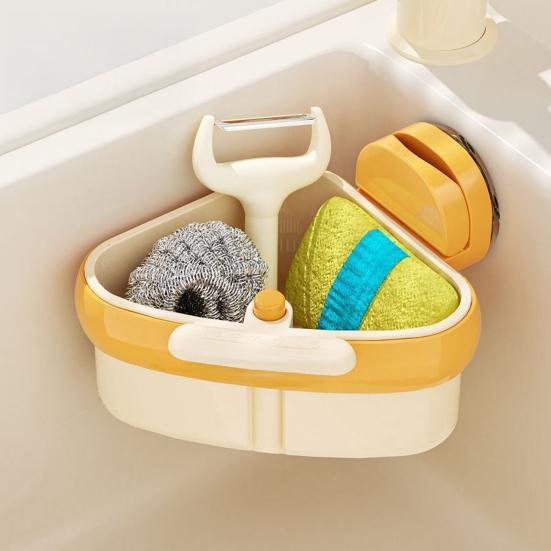 3Pcs Corner Sink Strainer Baskets Strong Load-bearing Simple Installation Suction Cup Triangle Storage