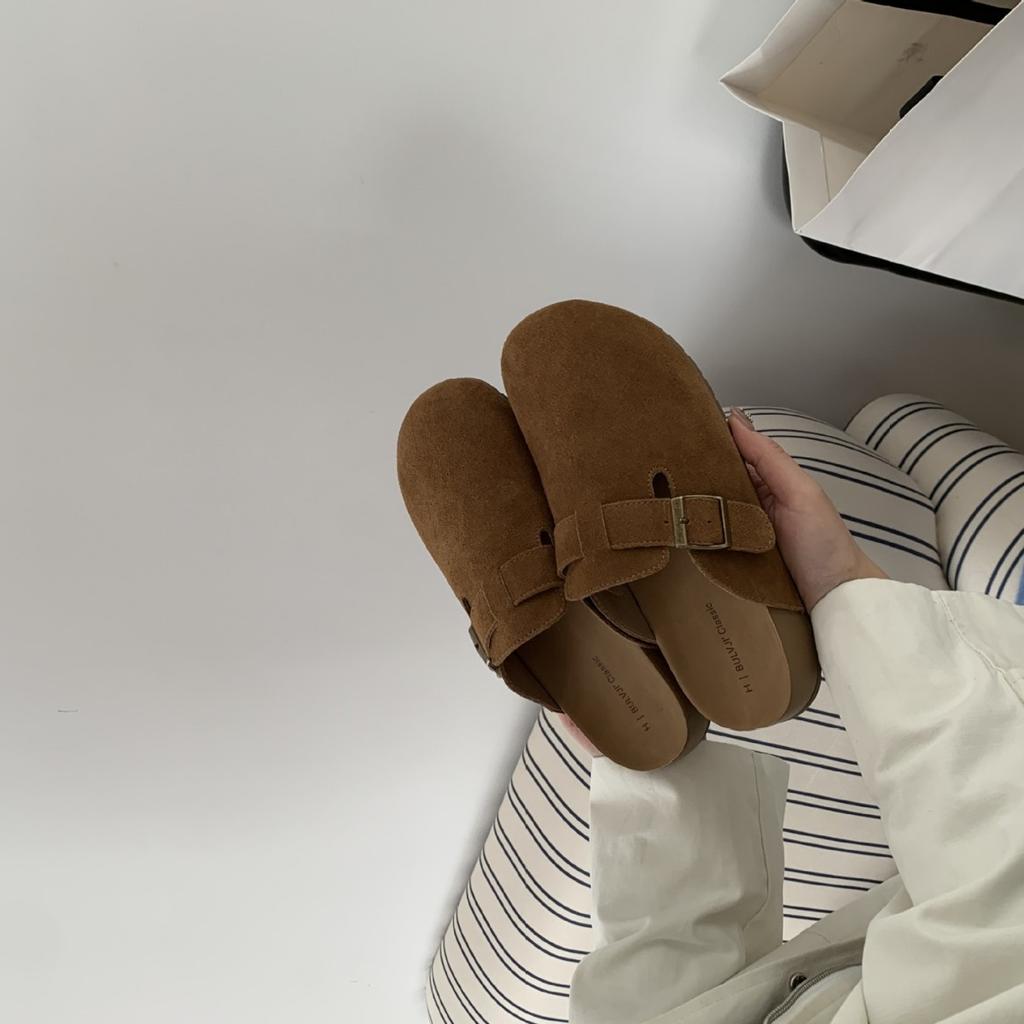 2025 autumn and winter new belt buckle thick-soled matte Boken outer wear bag head casual women's shoes