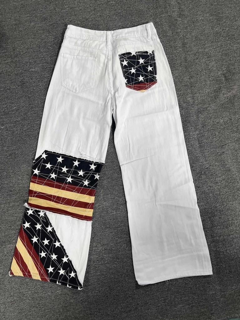 Gothic Vintage Washed Distressed Double Waist Bell-Bottom Jeans