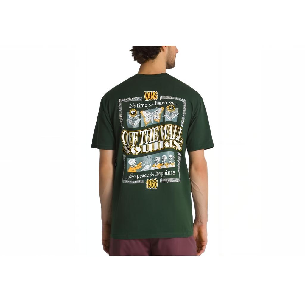 Vans Loose Fit Round Neck Solid Color Letter Print Short Sleeve T-Shirt Unisex Tops Green VN0008F3BD6