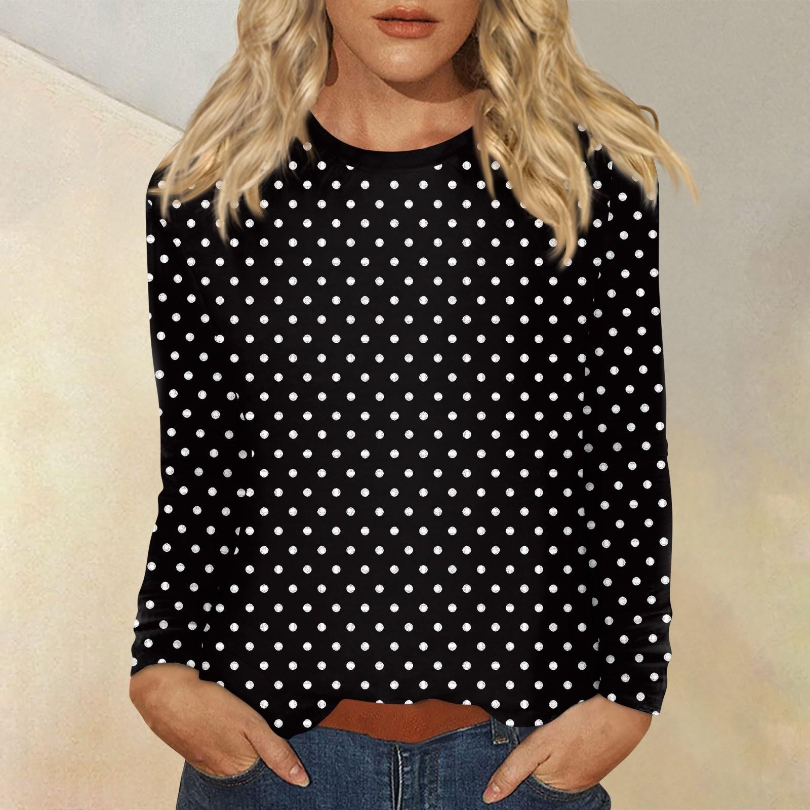 

Женский повседневный топ с длинным рукавом и принтом, с круглым вырезом M чёрный