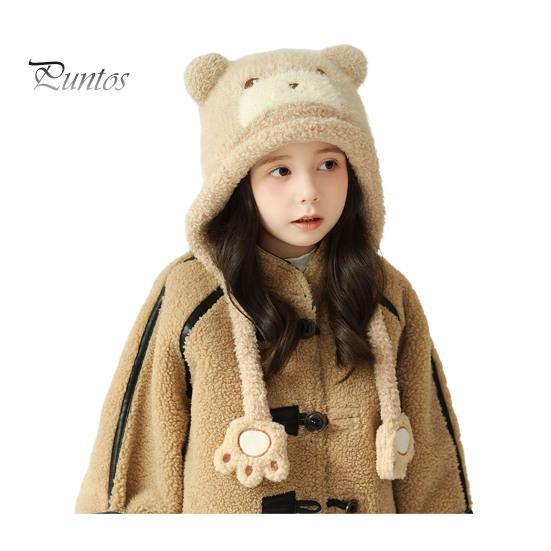 

Зимняя детская шапка в форме медведя и панды из плотного плюша, защита ушей от ветра, головной убор для фотосъемки, головной убор для активного отдыха хаки