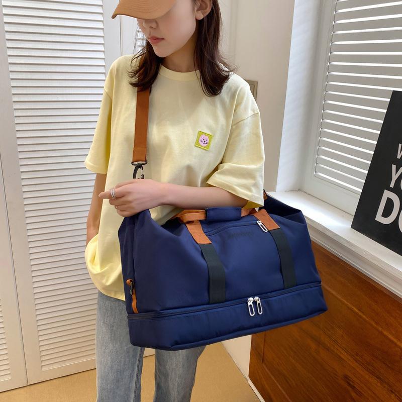 Men's and women's travel bags Oxford cloth hand-held short-haul luggage large capacity lightweight dry and wet separation sports fitness bag