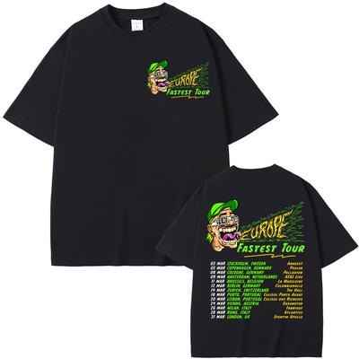 Rapper Feid Ferxxo Europe Fastest Tour 2025 Double Sided Print T Shirts Men Women Vintage Hip Hop High Quality Oversized T-shirt