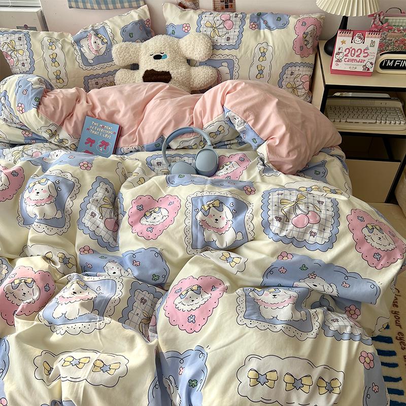 New Soft Skin-friendly Bedding Set Comfortable Breathable Duvet Cover Set with Sheet Single Double Quilt Cover and Pillowcases