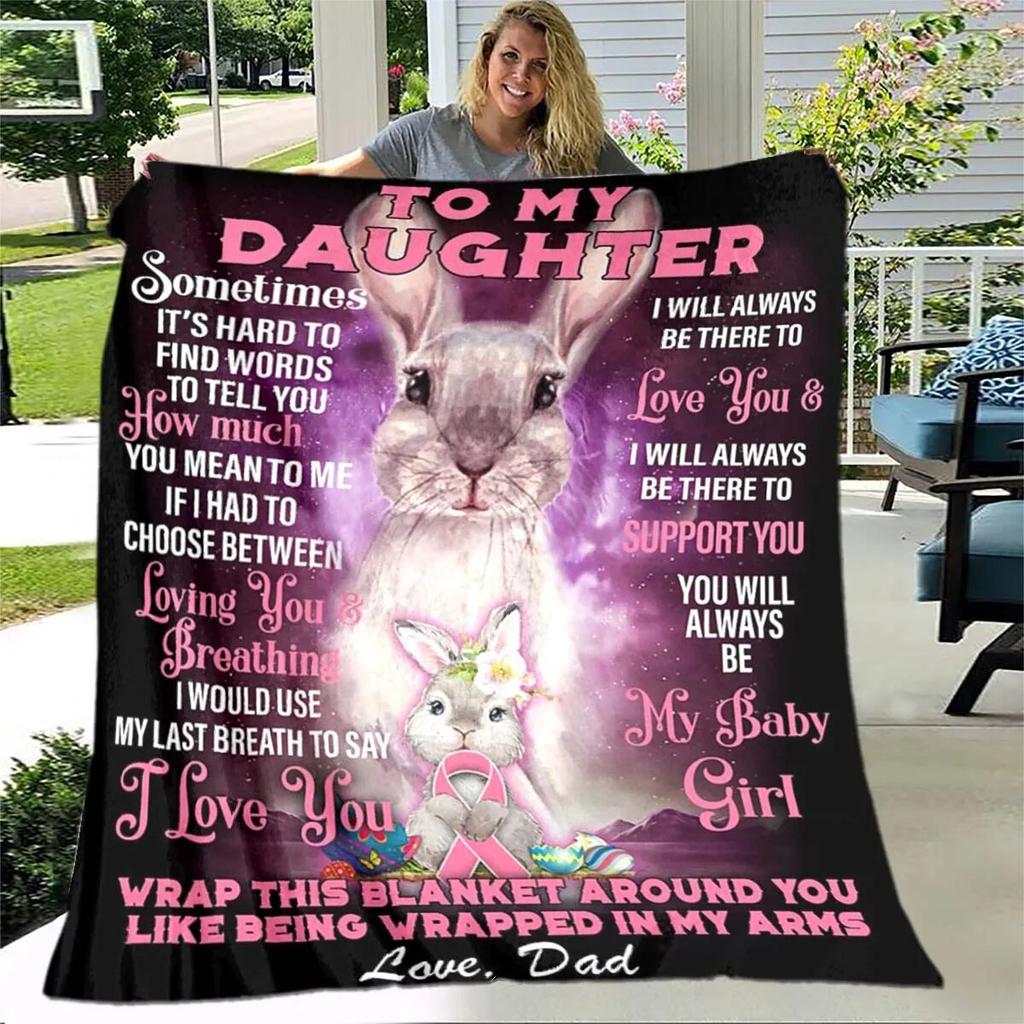 Tochterdecke, bedruckte Decke, Flanell, Sofa, „To My Daughter“-Decke, Löwe, Tiger, ich liebe dich, Mama, Papa, Wolf, Geschenke für die Tochter