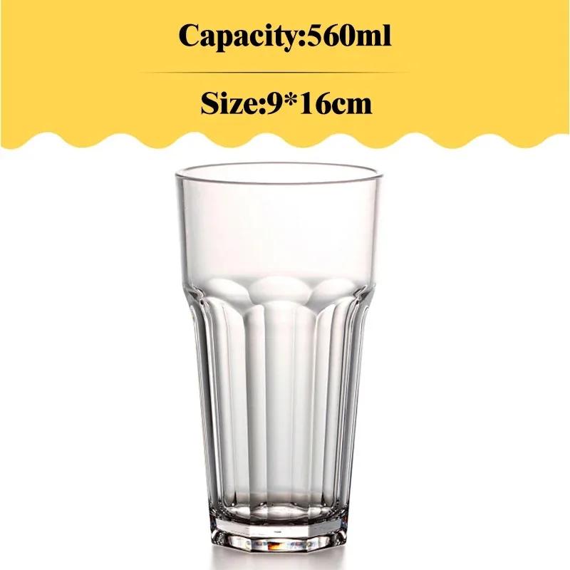 Transparent Tea Cups Acrylic Water Cup Juice Beverage Tumbler Break-resistant Drinkware Bar Restaurant Beer Cocktail Glasses