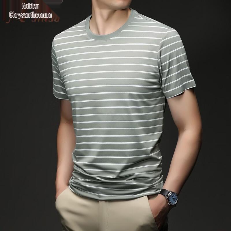 Jinjuan Men's 2026 Summer Classic Striped Round Neck T-shirt
